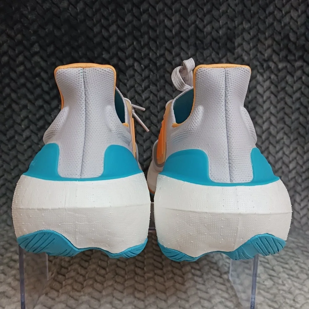 Adidas UltraBoost Light Grey Flash Orange Cyan Men's Walking Running Shoes Sz 10